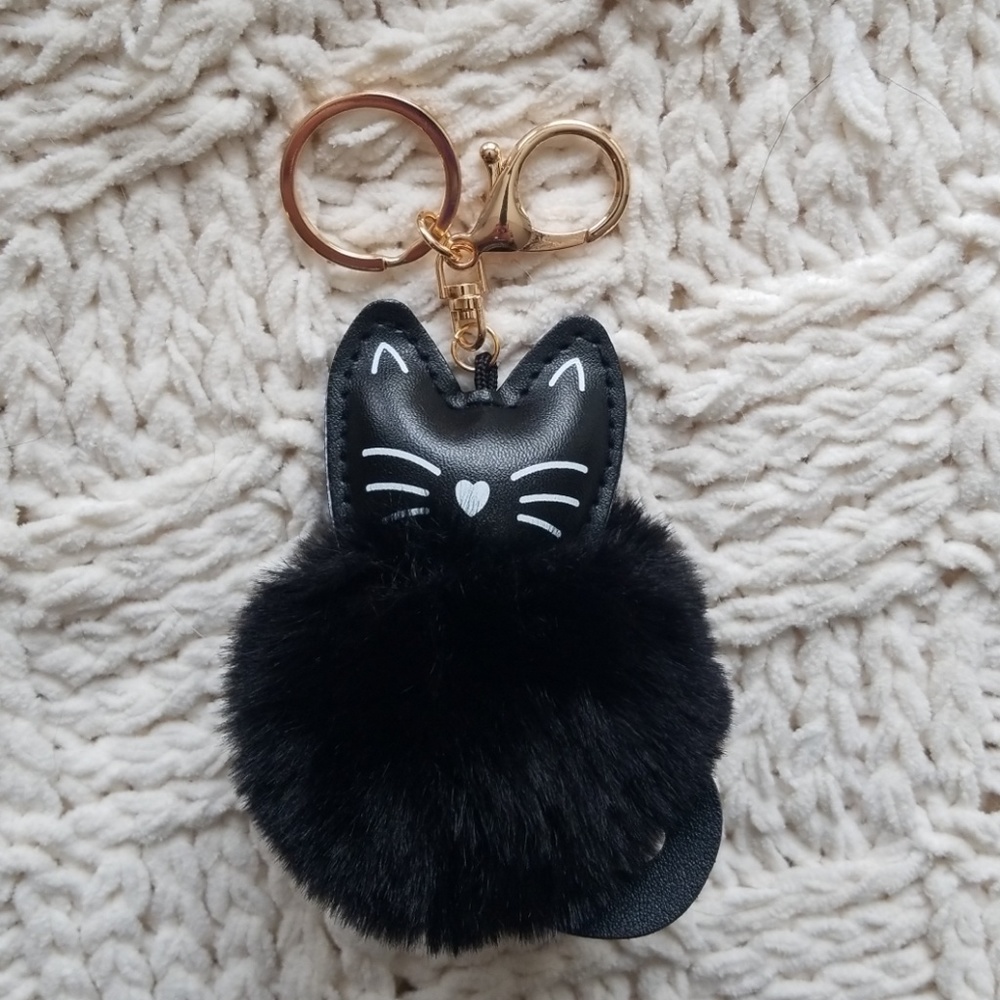 NEW Black Pompom Kitty Keychain - Picture 2 of 4